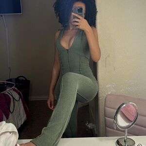 Khaki ribbed jumpsuit- so cute!